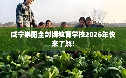 咸宁崇阳全封闭教育学校2026年快来了解!