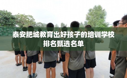 泰安肥城教育出好孩子的培训学校排名甄选名单