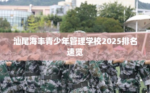 汕尾海丰青少年管理学校2025排名速览